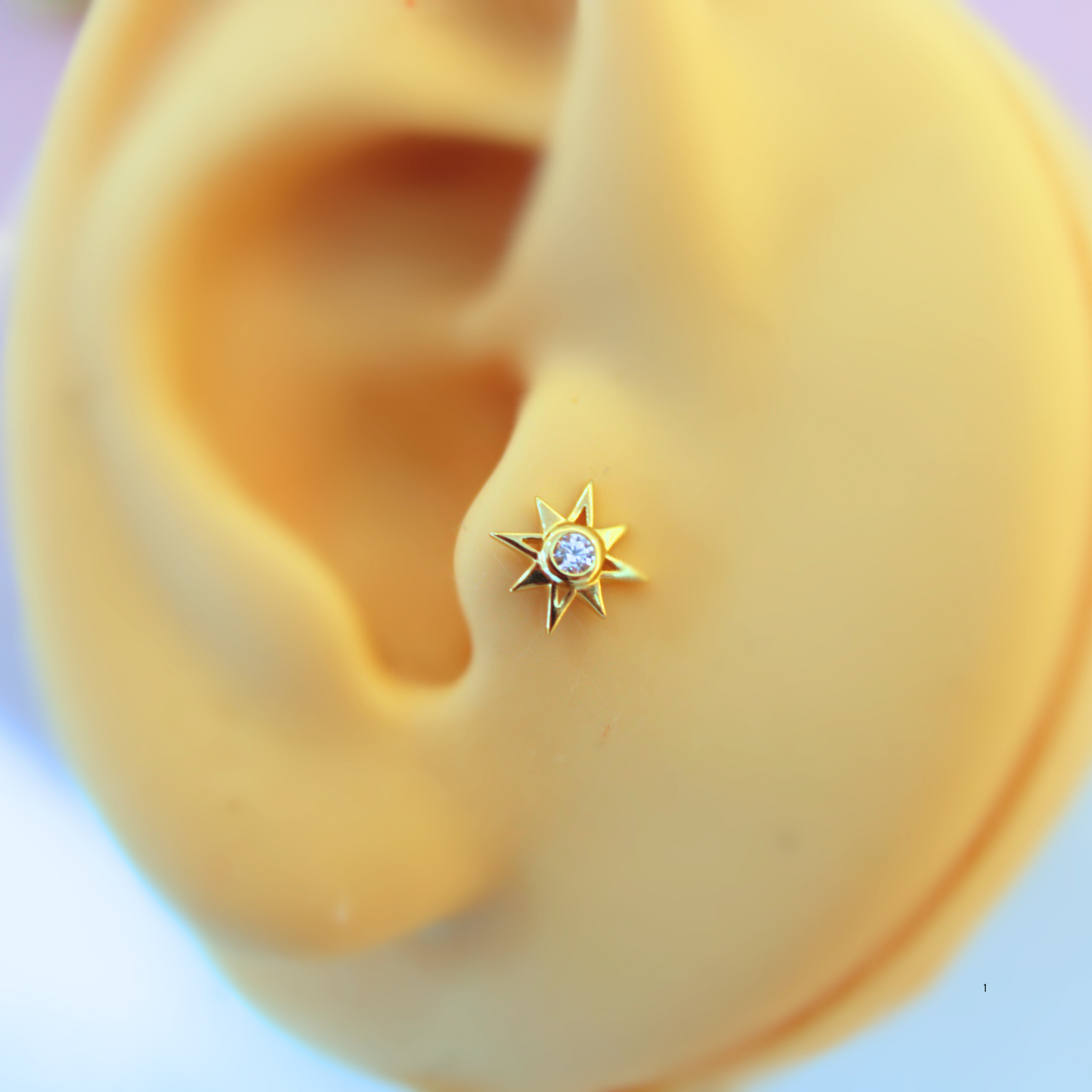Labret destello - Oro puro 14k