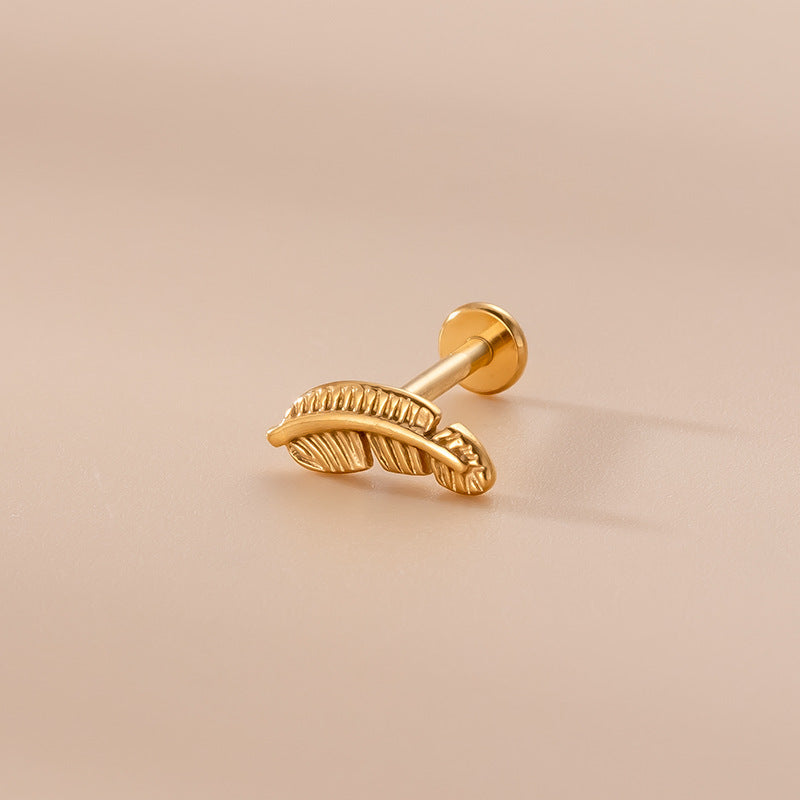 Piercing pluma dorada - Acero quirúrgico