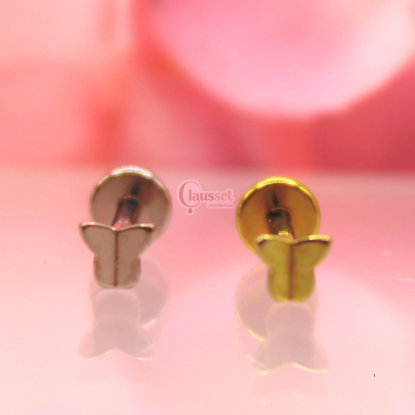 Labret mariposa mini - Titanio