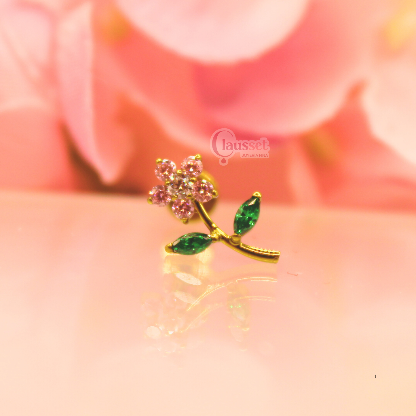 Labret flor completa - Titanio