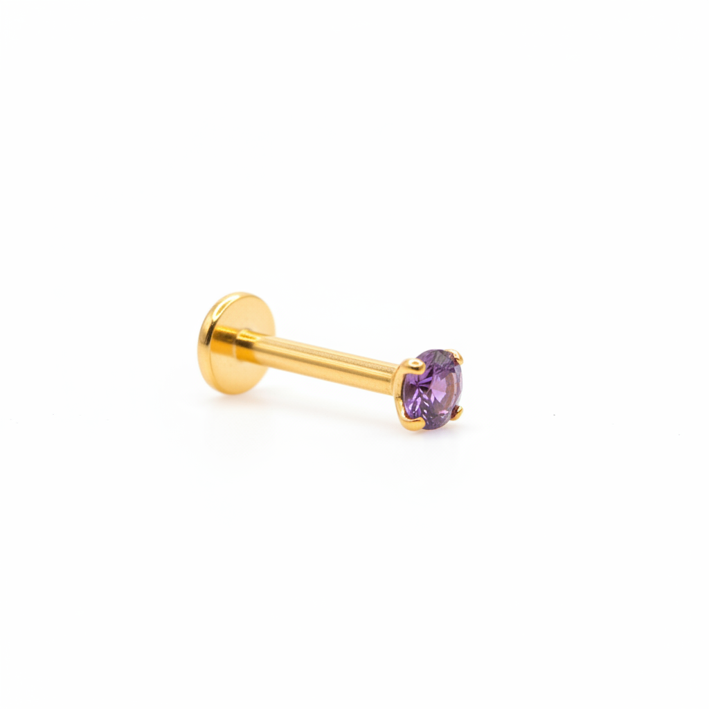Piercing zirconia morada 2.5 mm - Titanio