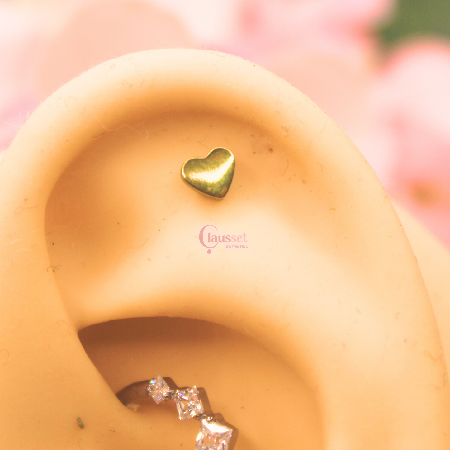 Labret corazón plano - Titanio
