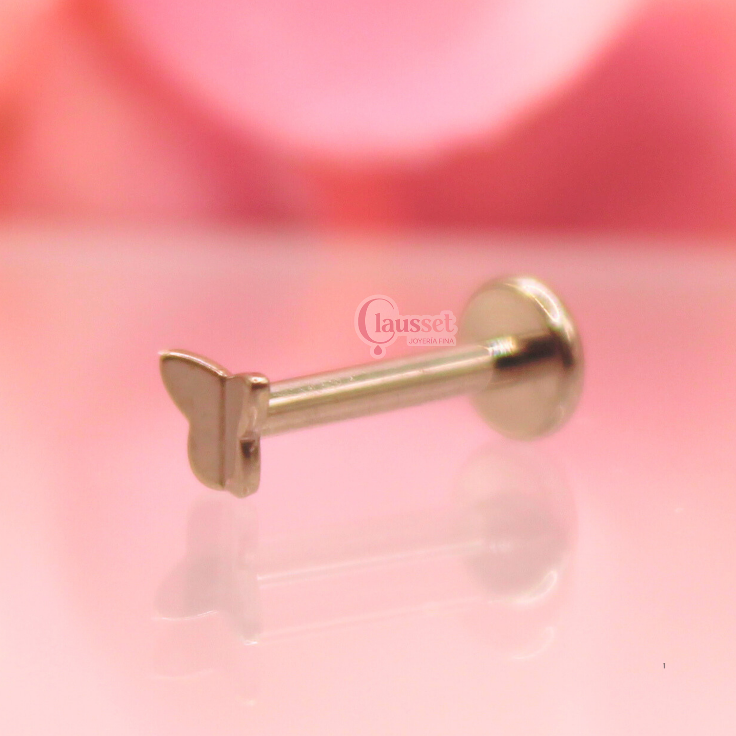 Labret mariposa mini - Titanio