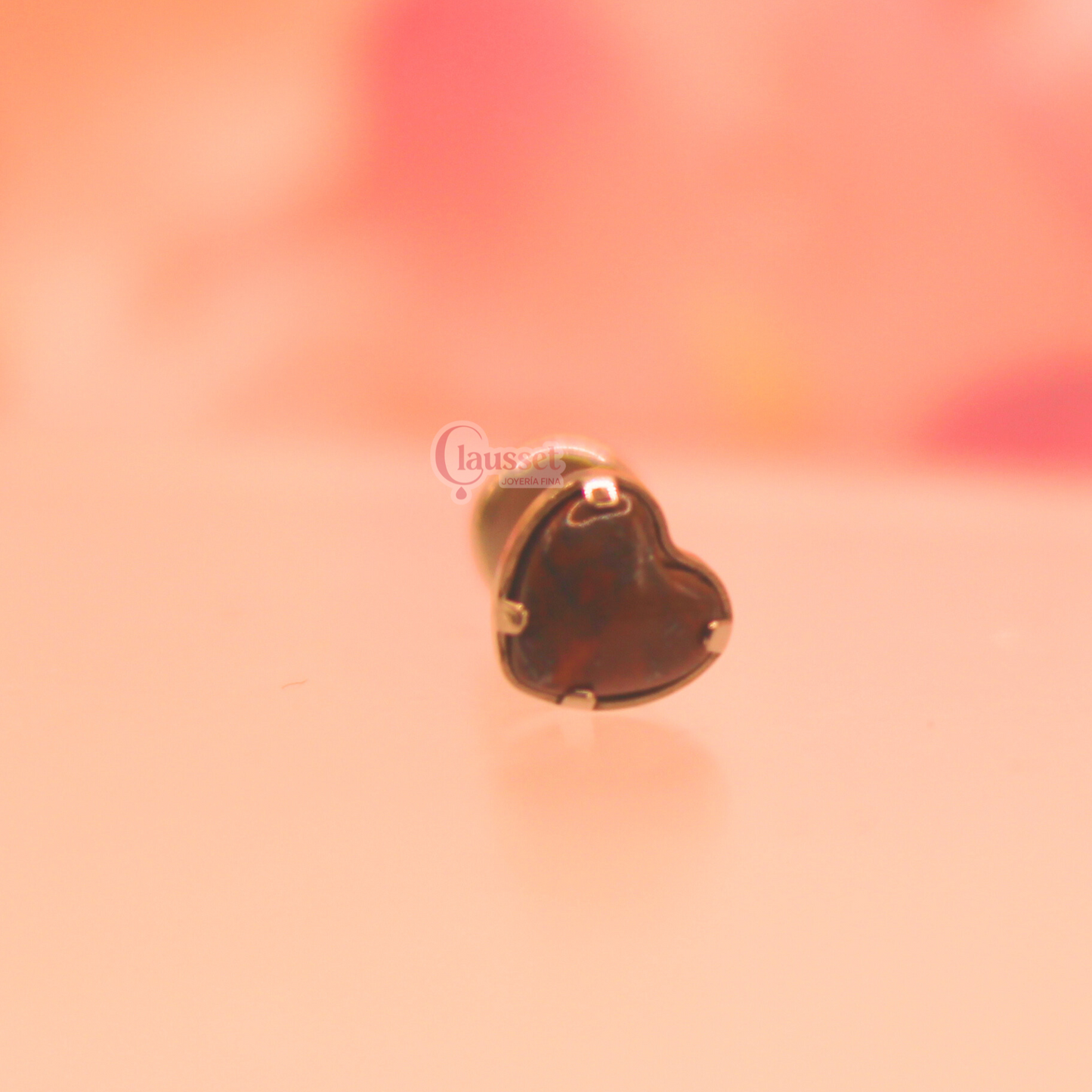 Labret Corazón Opalo Brown - Titanio