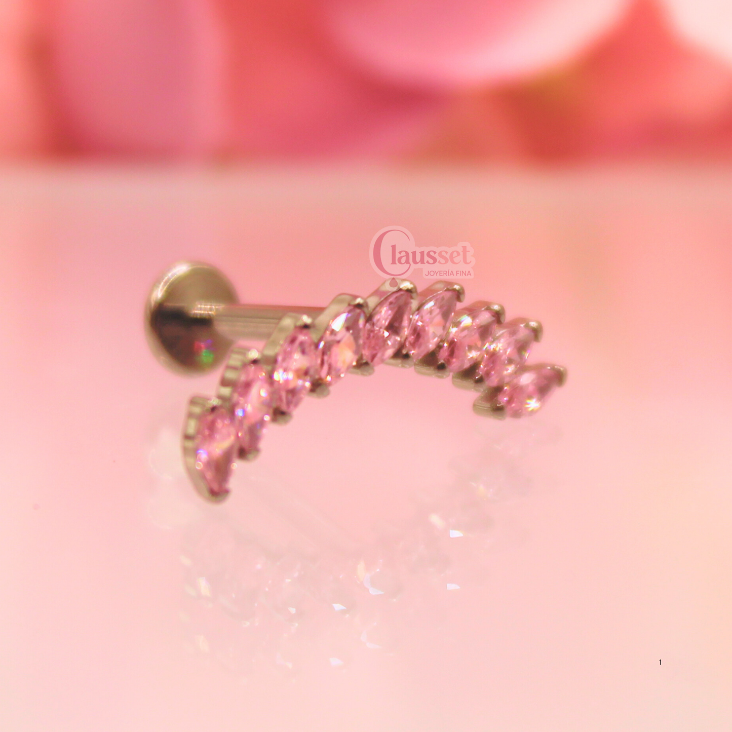Labret arco 9 olivos rosas - Titanio