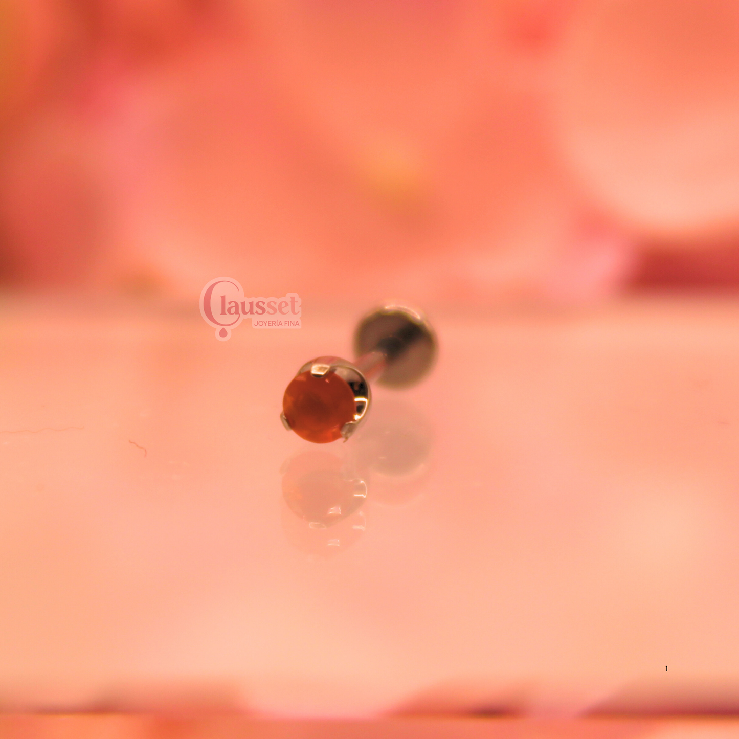 Piercing biscelado ópalo rojo - Titanio (Labret)