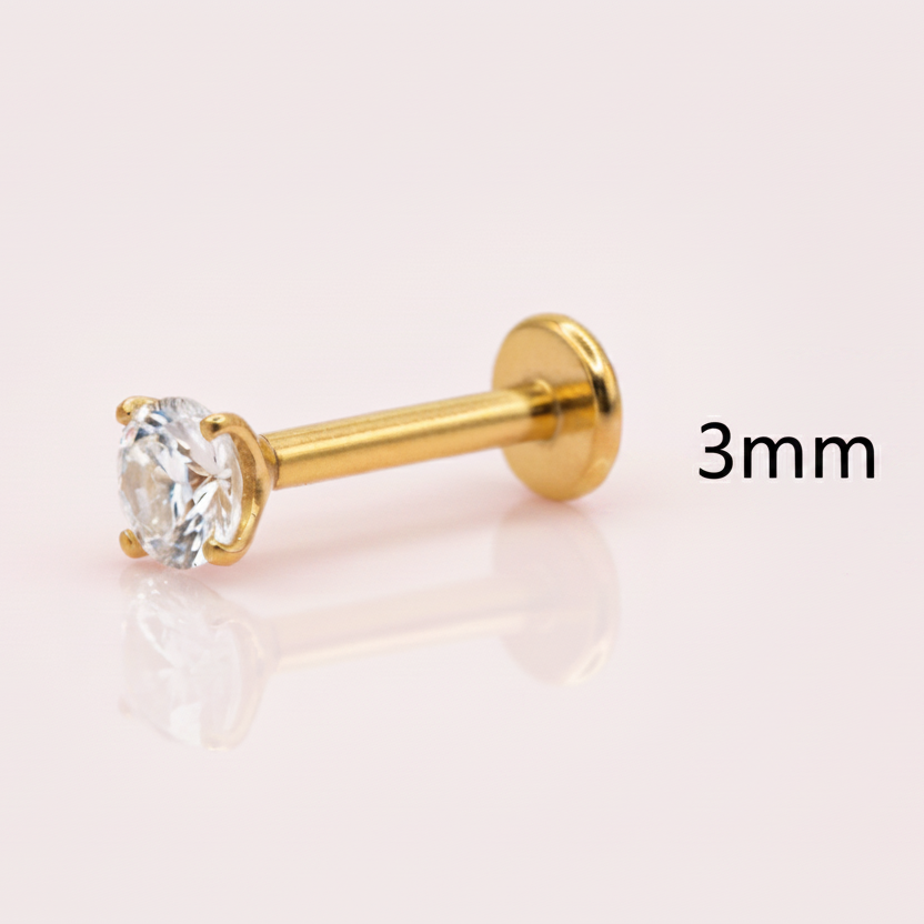 Piercing oreja y nariz zirconia 3mm - Titanio