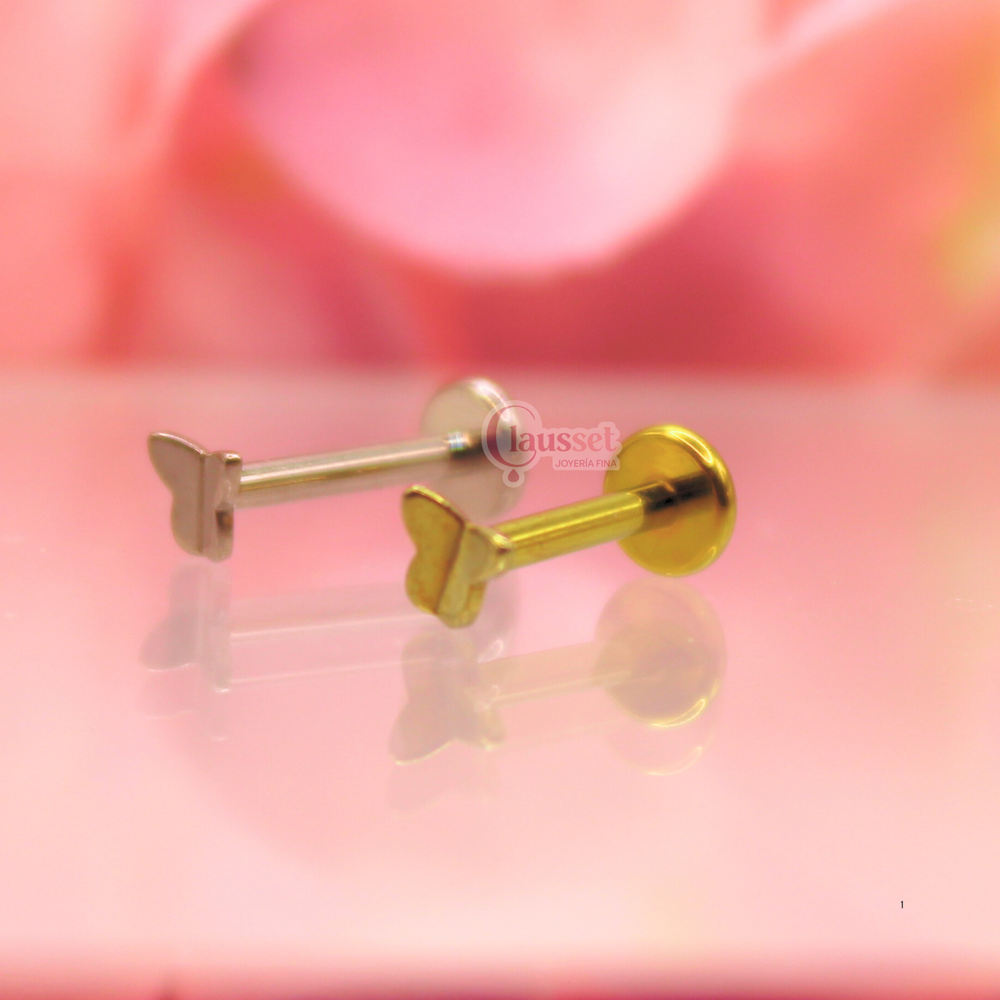 Labret mariposa mini - Titanio
