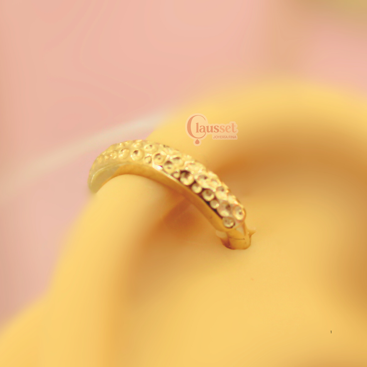 Aro clicker craquelado - Oro puro 14k