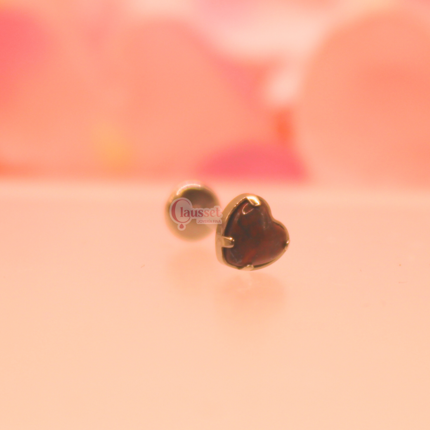 Labret Corazón Opalo Brown - Titanio