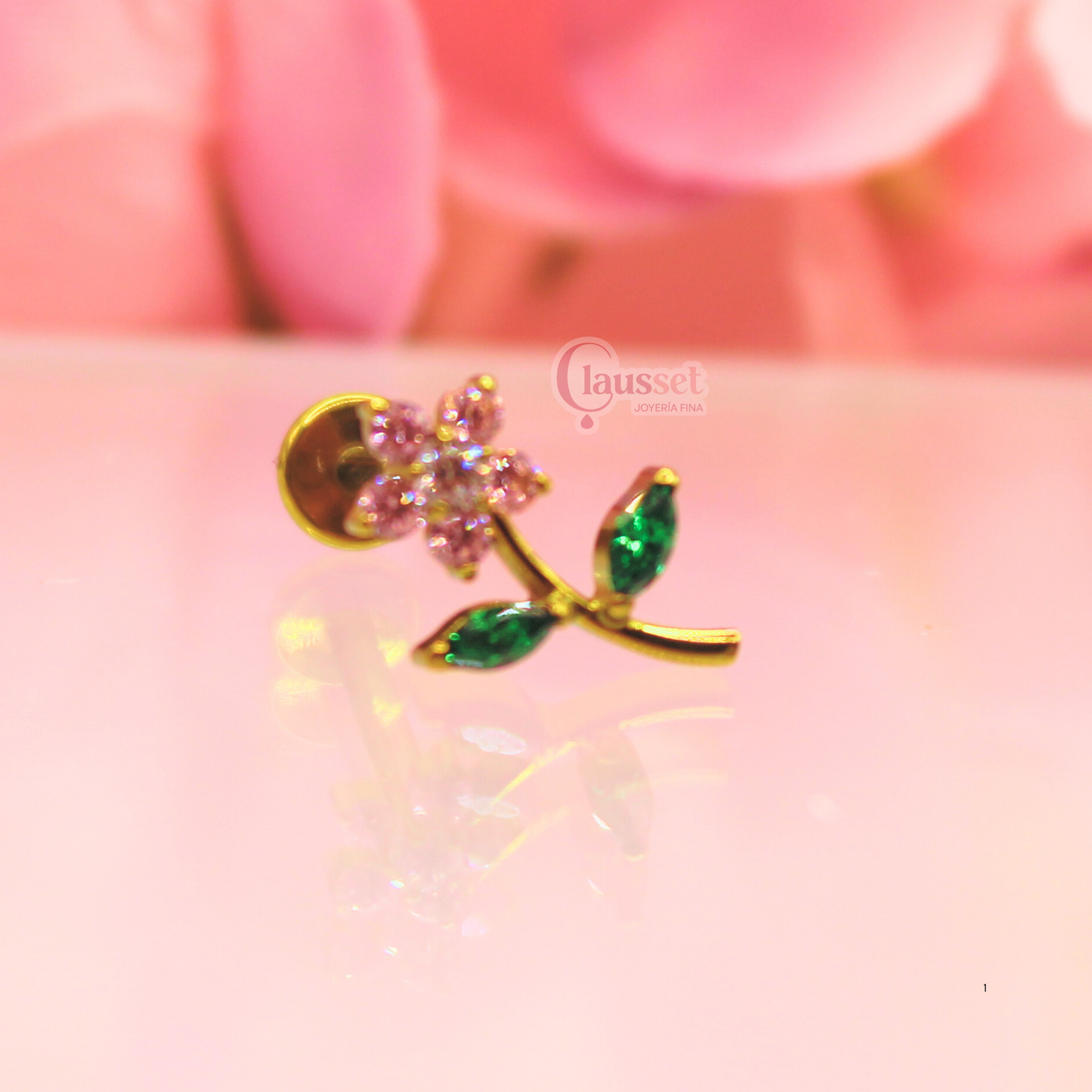 Labret flor completa - Titanio