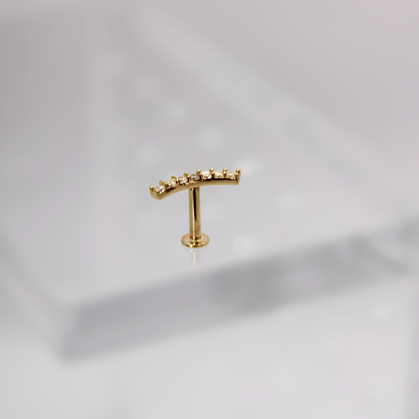Labret Arco con Zirconias- Oro solido 14k