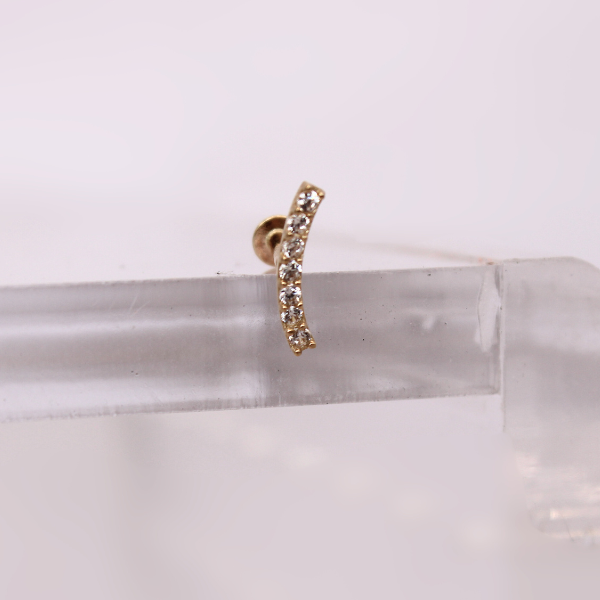 Labret Arco con Zirconias- Oro solido 14k