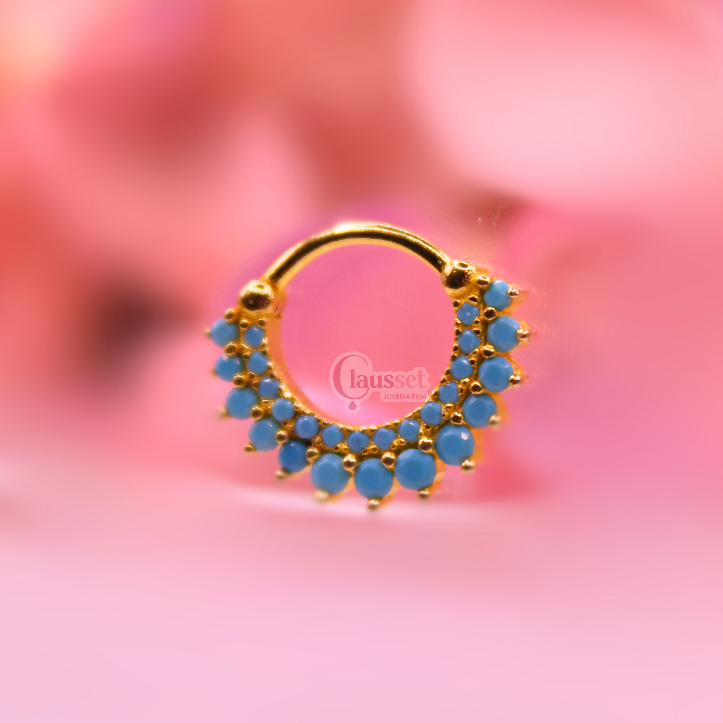 Aro clicker azul - Plata Esterlina .925