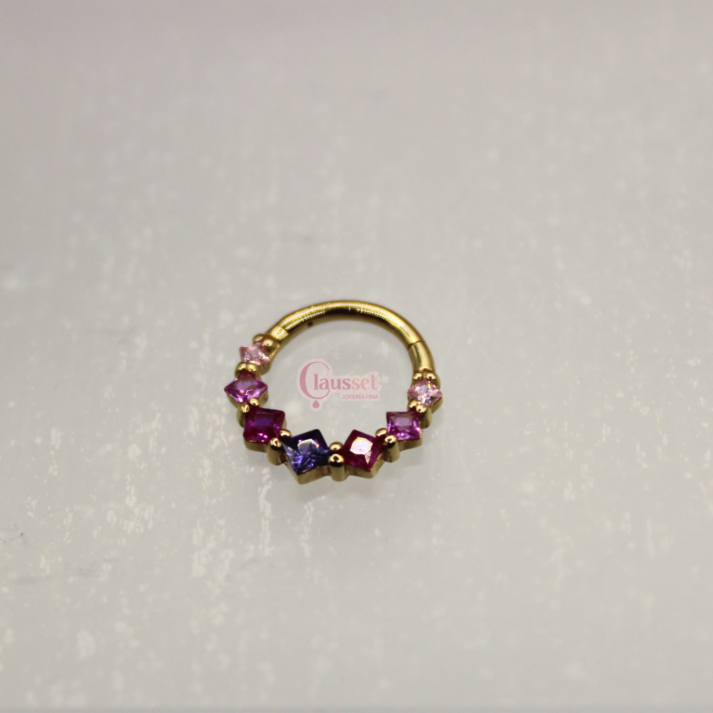 Aro clicker "Bugambilias" -Oro solido 14k