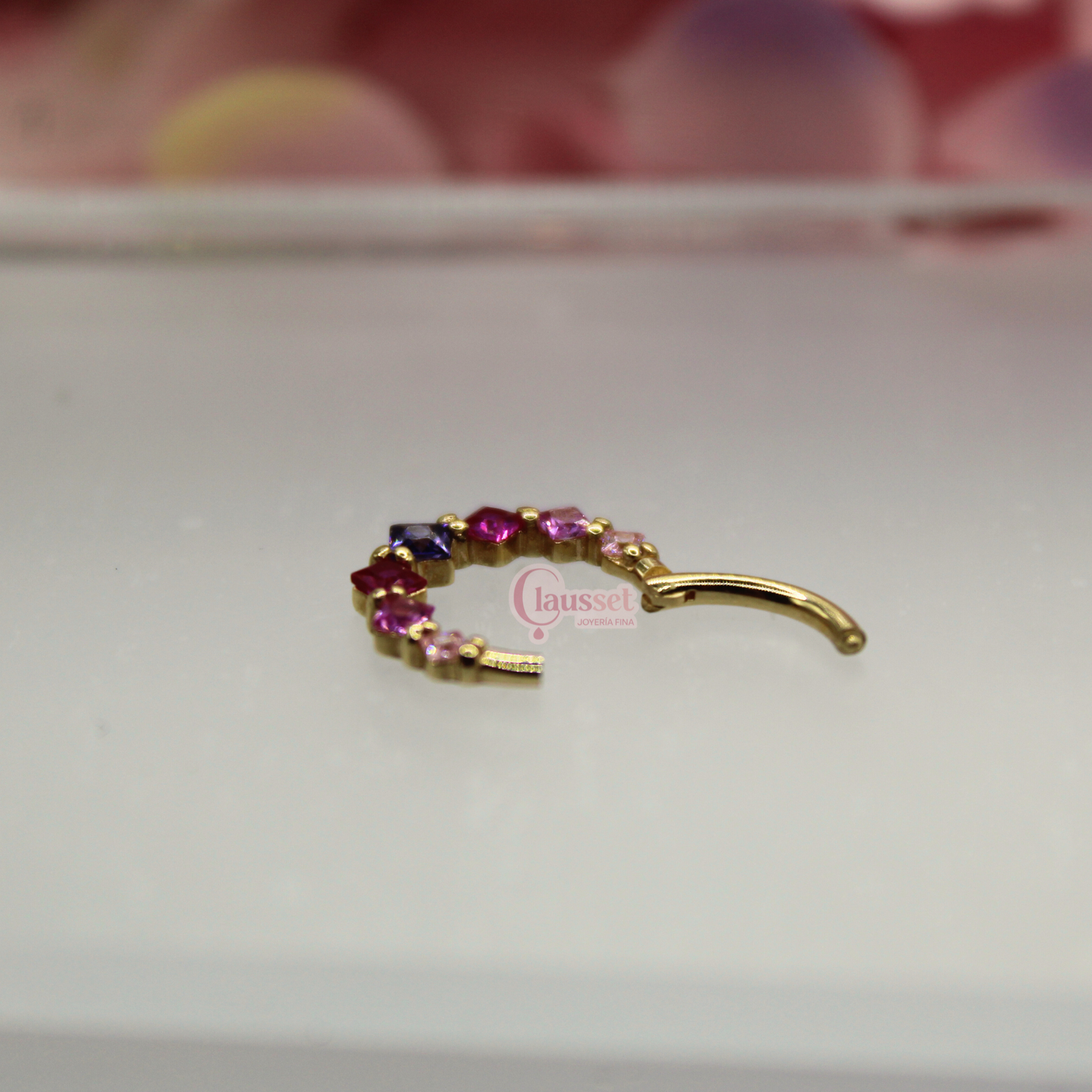 Aro clicker "Bugambilias" -Oro solido 14k