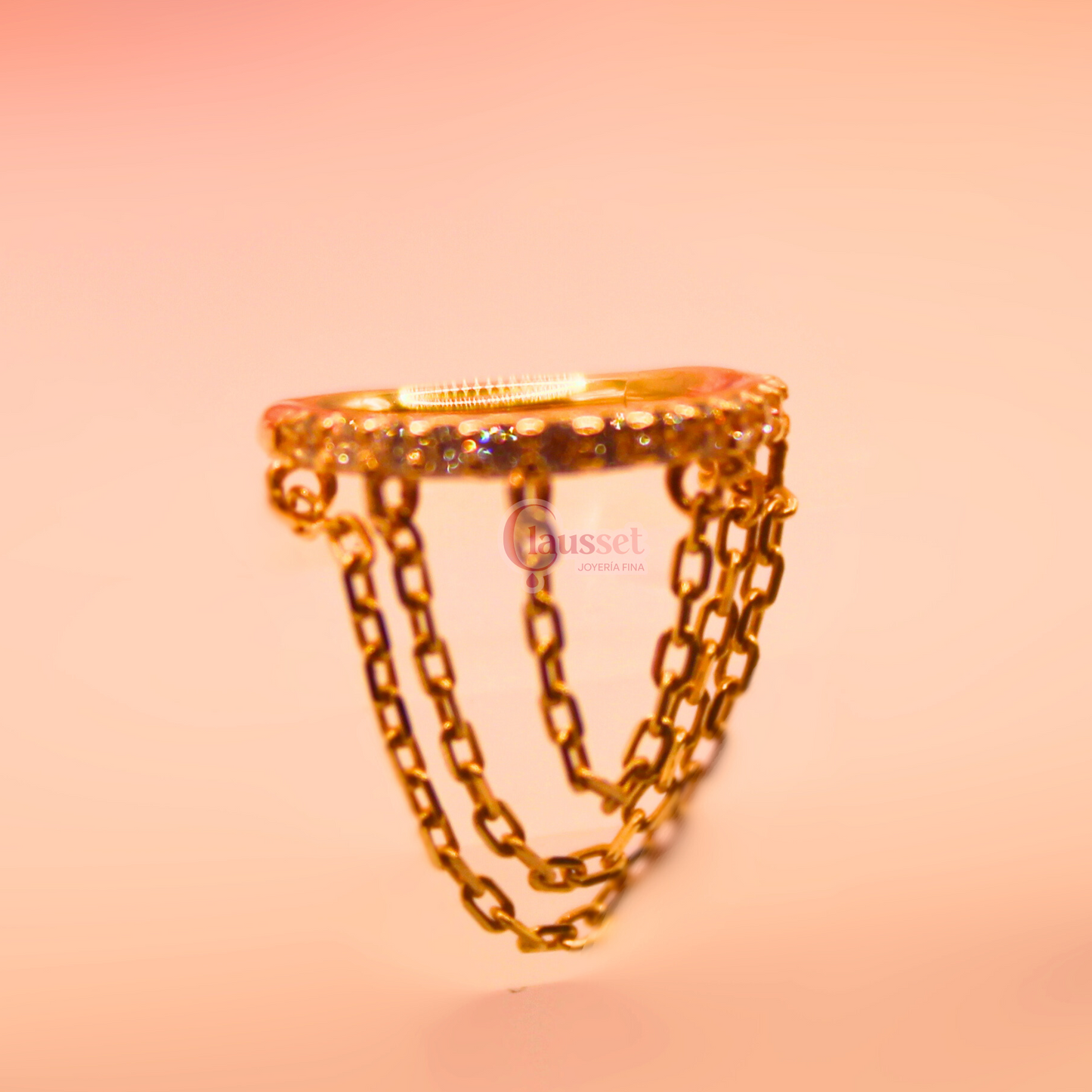 Aro clicker con cadenas - Oro solido 14k