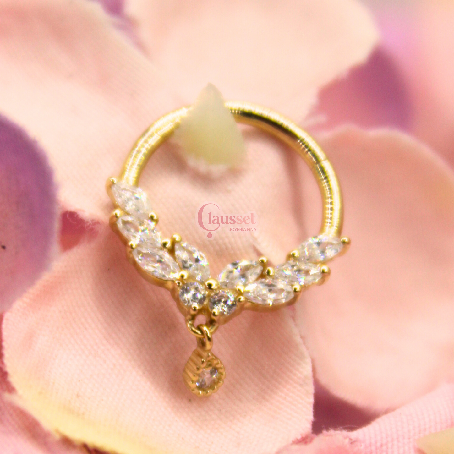 Aro clicker "Mariposa" - Oro solido 14k