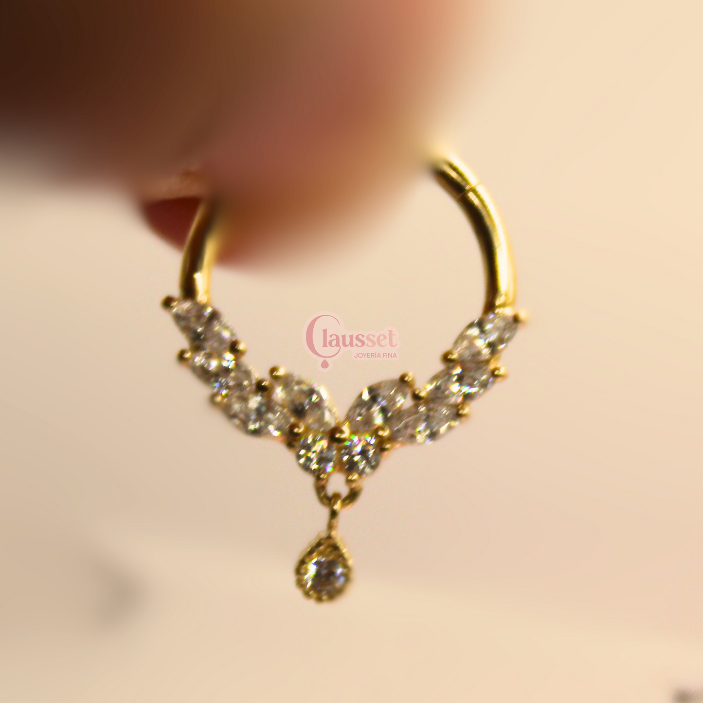 Aro clicker "Mariposa" - Oro solido 14k