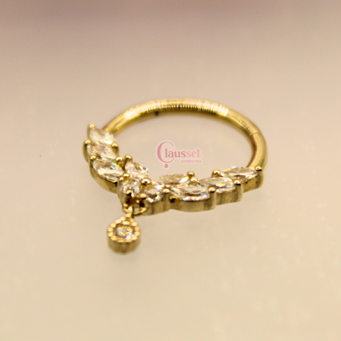 Aro clicker "Mariposa" - Oro solido 14k