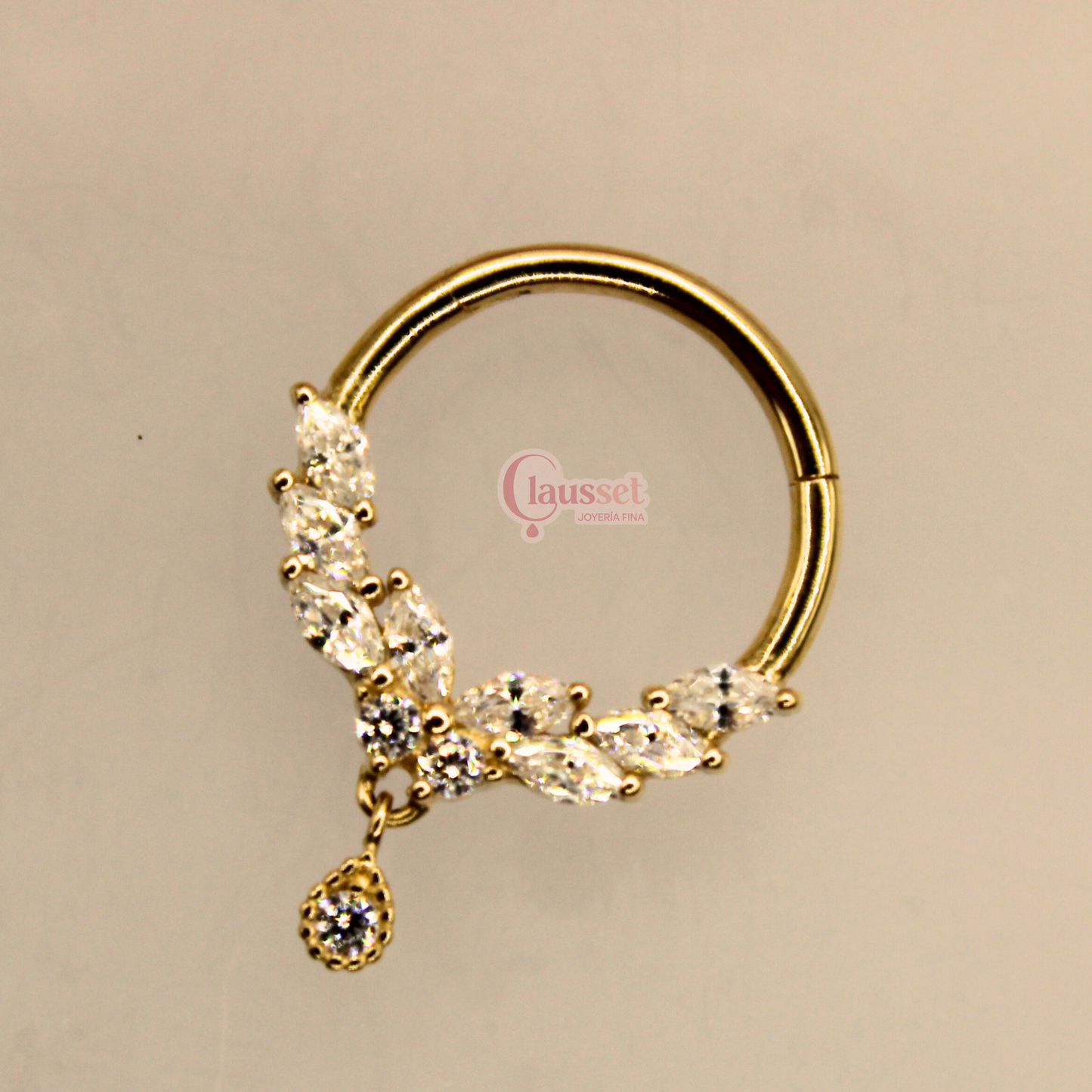 Aro clicker "Mariposa" - Oro solido 14k