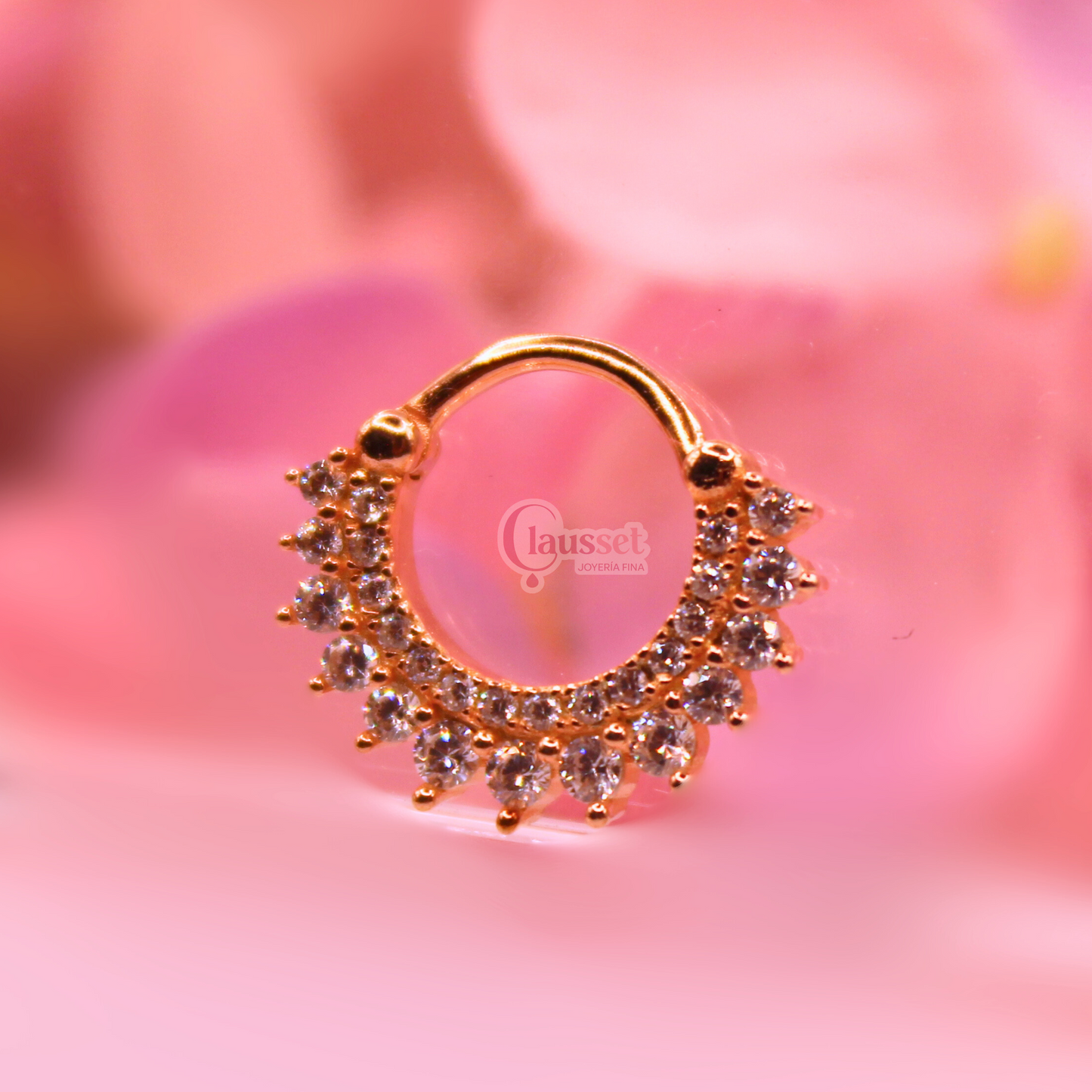 Aro Clicker laminado rosa - Plata Esterlina .925