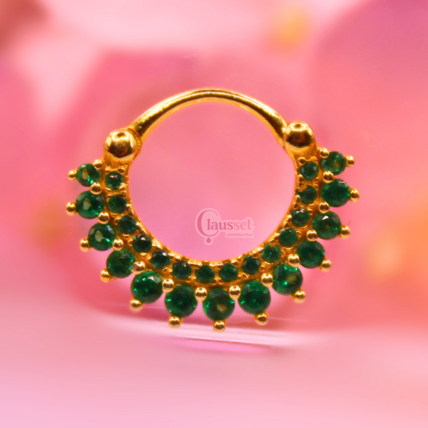 Aro clicker verde - Plata Esterlina .925