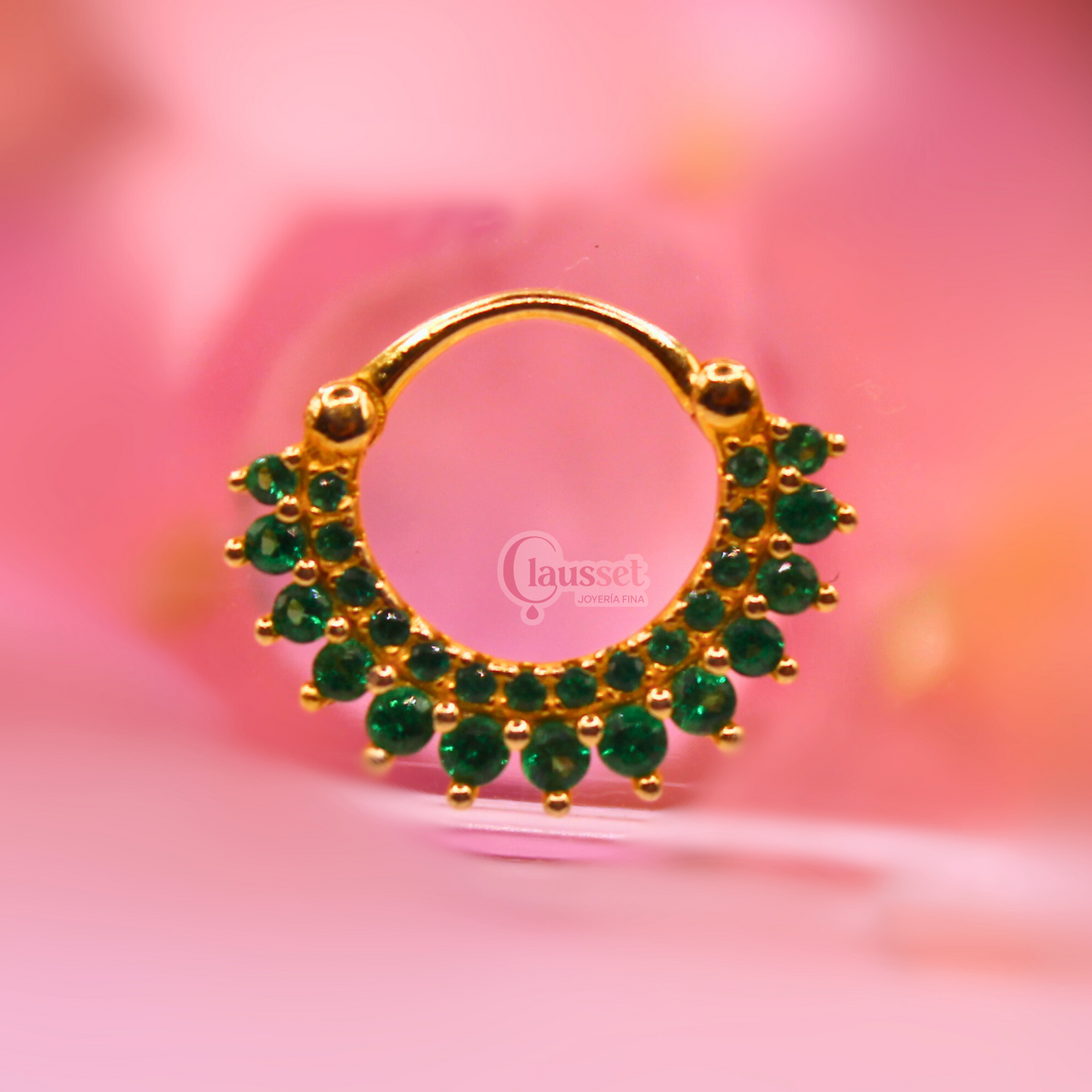 Aro clicker verde - Plata Esterlina .925