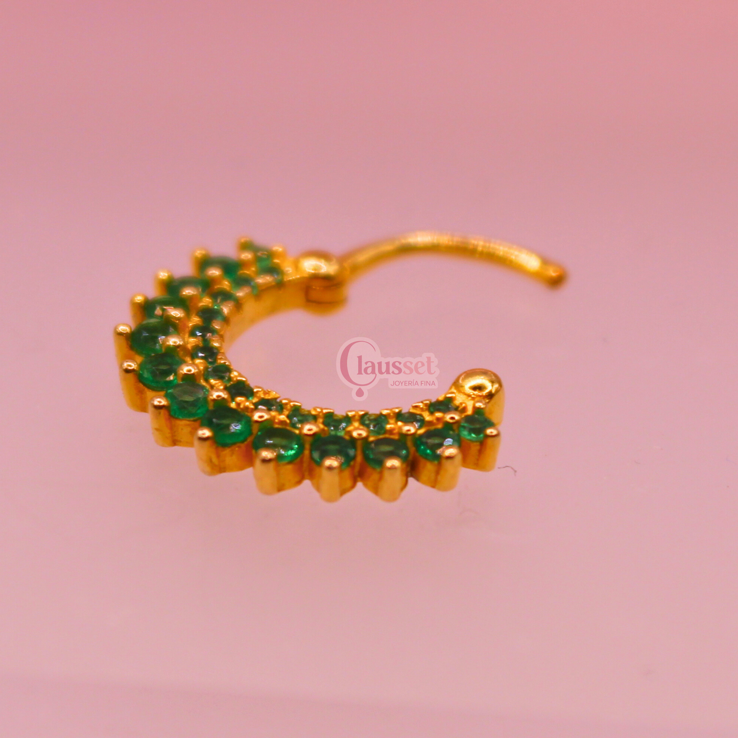 Aro clicker verde - Plata Esterlina .925