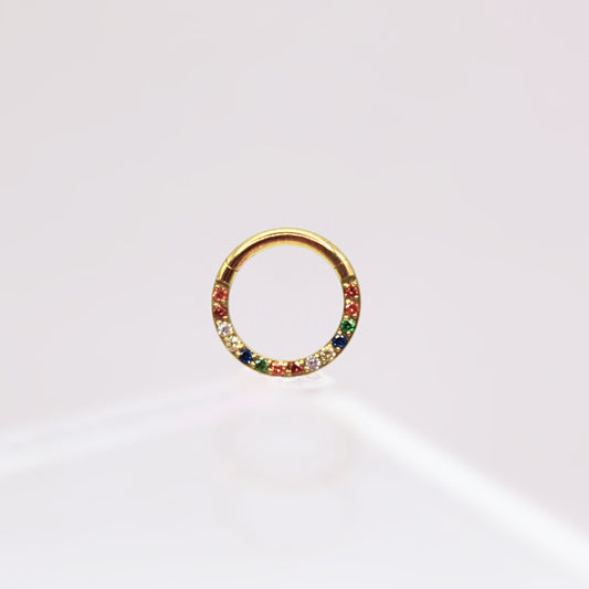 Aro Clicker Zirconias multicolor Titanio- Dorado