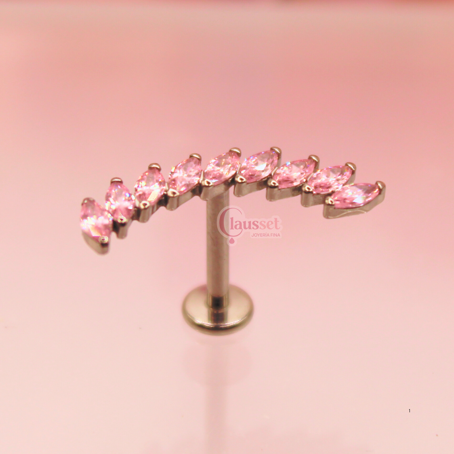 Labret arco 9 olivos rosas - Titanio