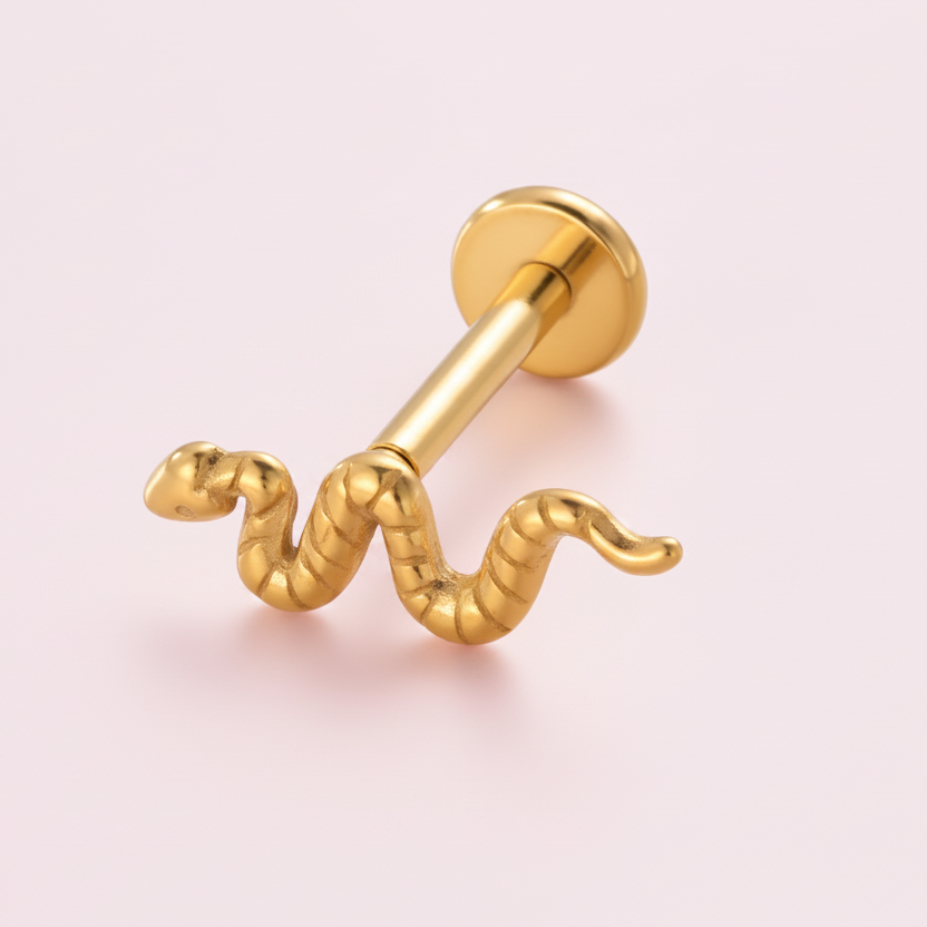 Piercing Serpiente Dorada - Acero Quirúrgico