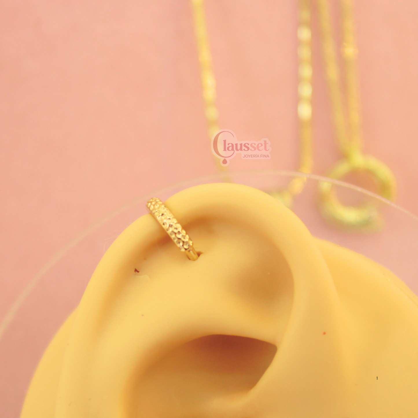 Aro clicker craquelado - Oro puro 14k