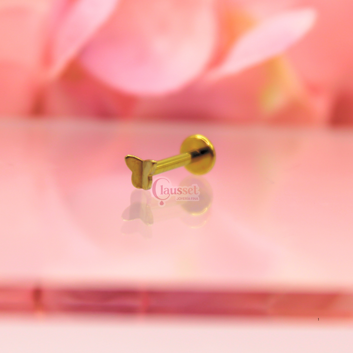 Labret mariposa mini - Titanio
