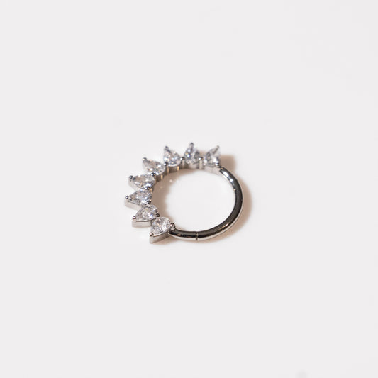 Aro Clicker 8 Zirconias Plateado - Titanio