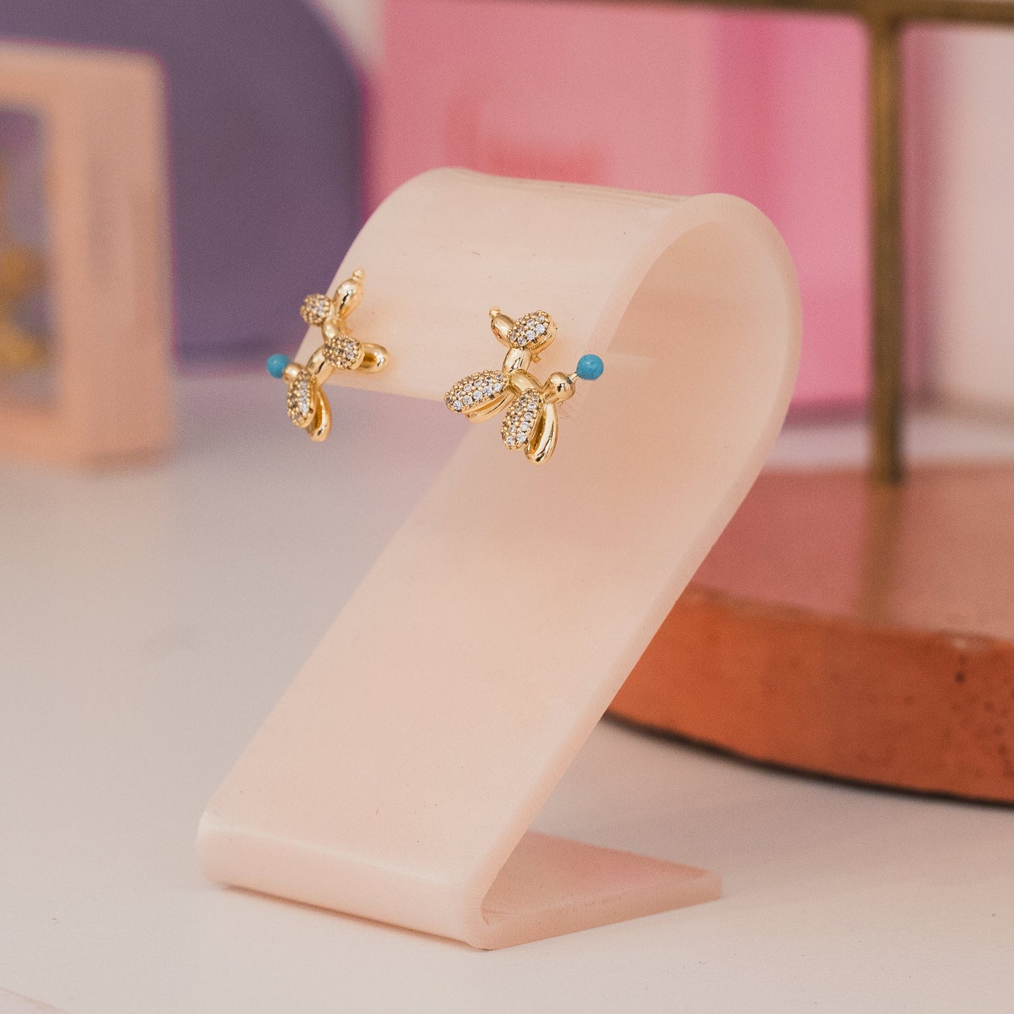 Aretes Perrito de globo - Oro laminado premium 14k