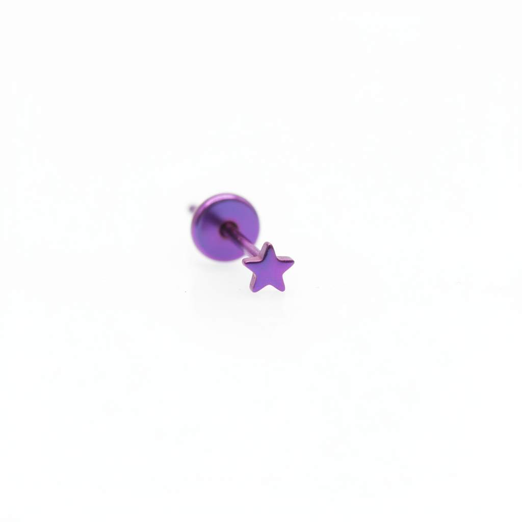 Piercing para oreja y nariz Estrella mini plana - Titanio