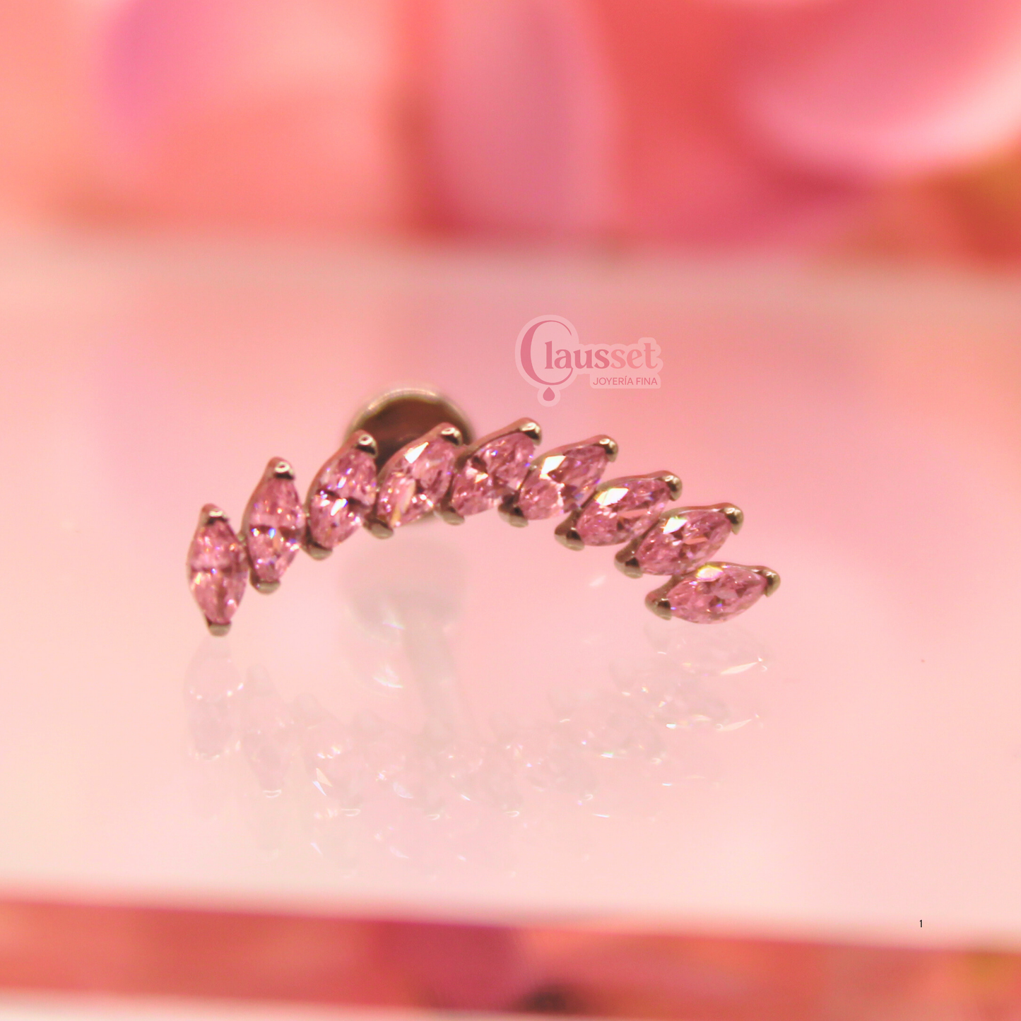 Labret arco 9 olivos rosas - Titanio