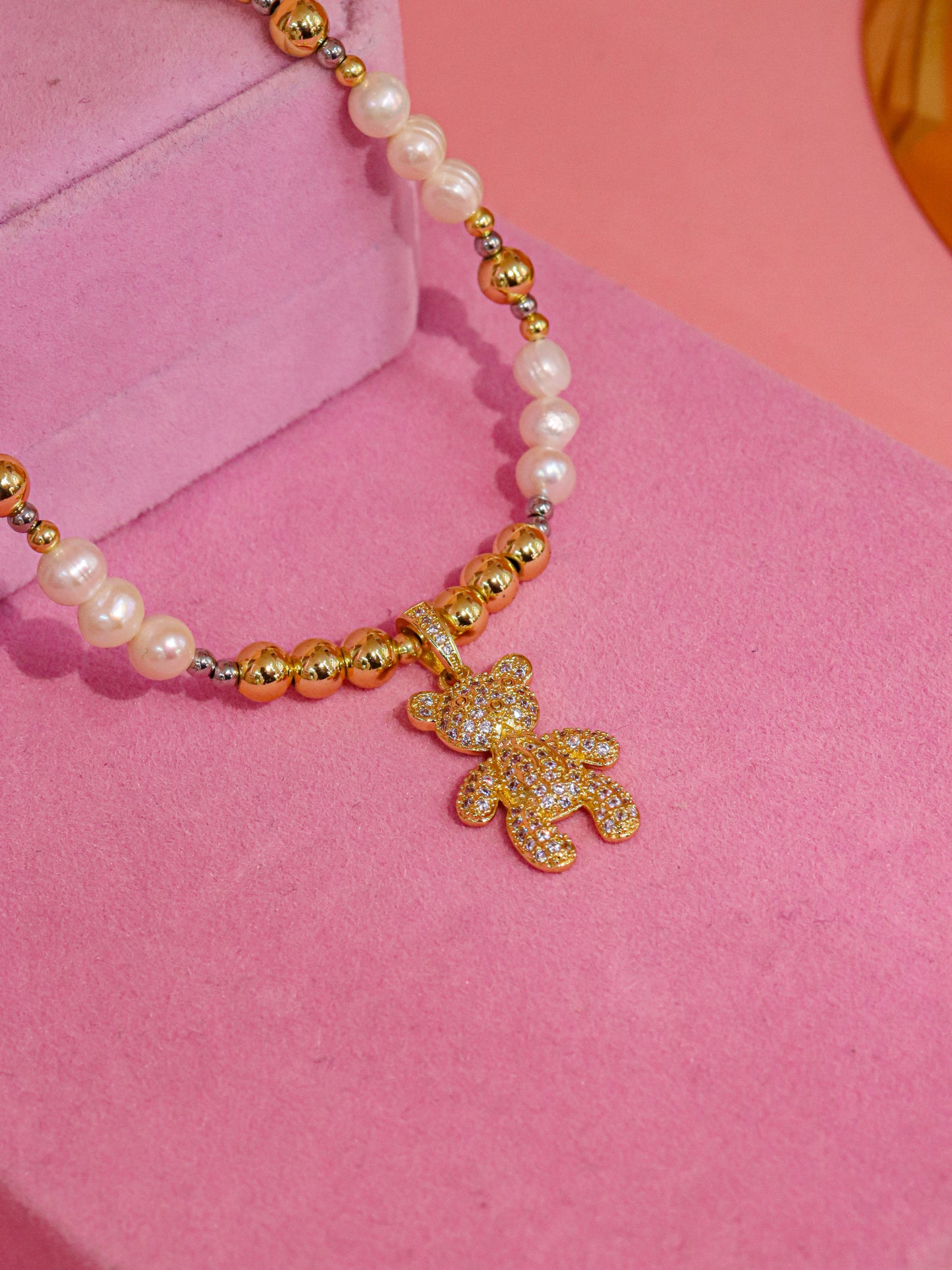Collar Osito con Perlas