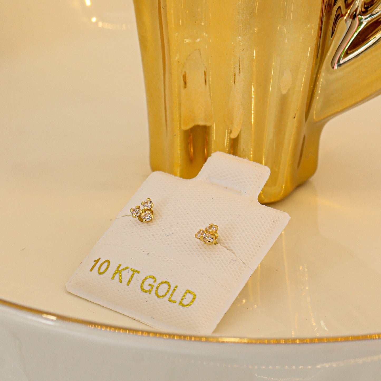 Broquel 3 Zirconias Oro 10K