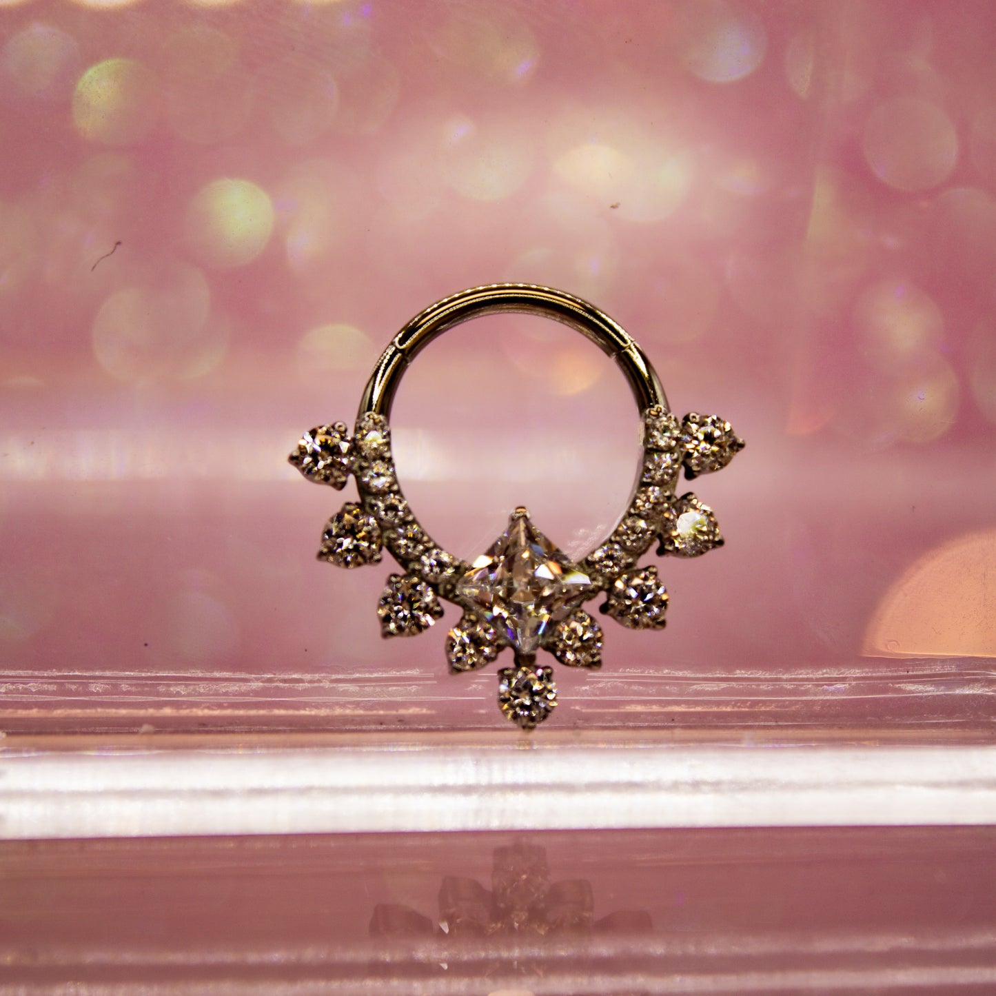 Aro clicker Princesa con Rombo - Titanio