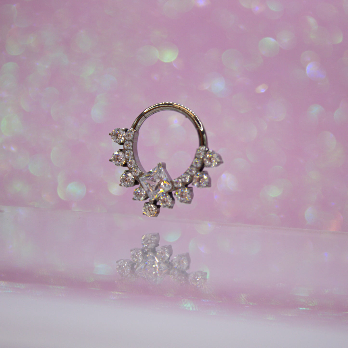 Aro clicker Princesa con Rombo - Titanio