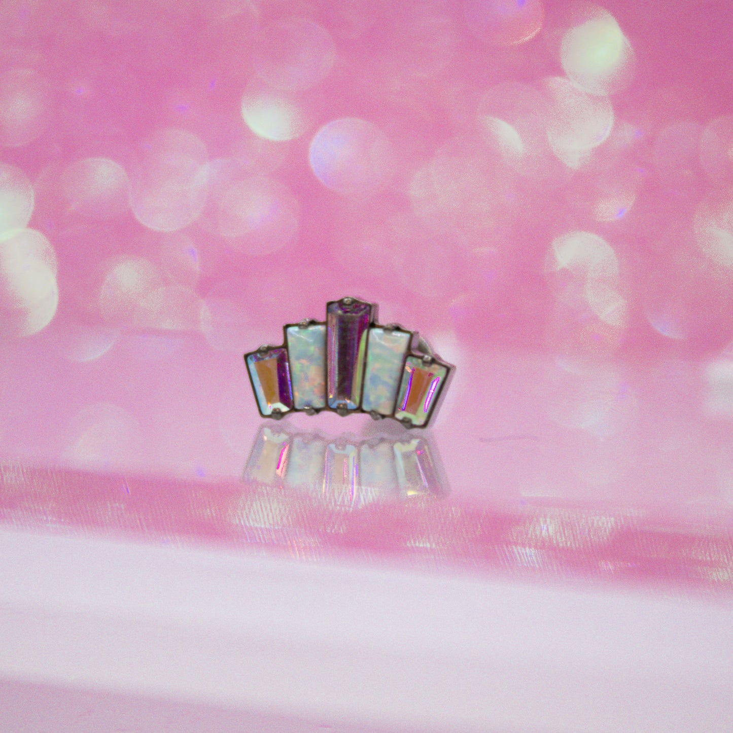 Labret Cuarzos Tornasol - Titanio
