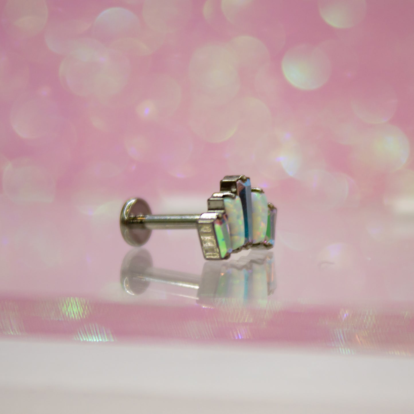 Labret Cuarzos Tornasol - Titanio