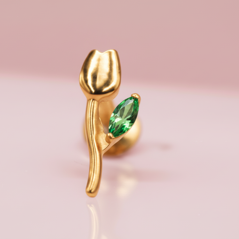 Piercing Tulipán verde - Titanio