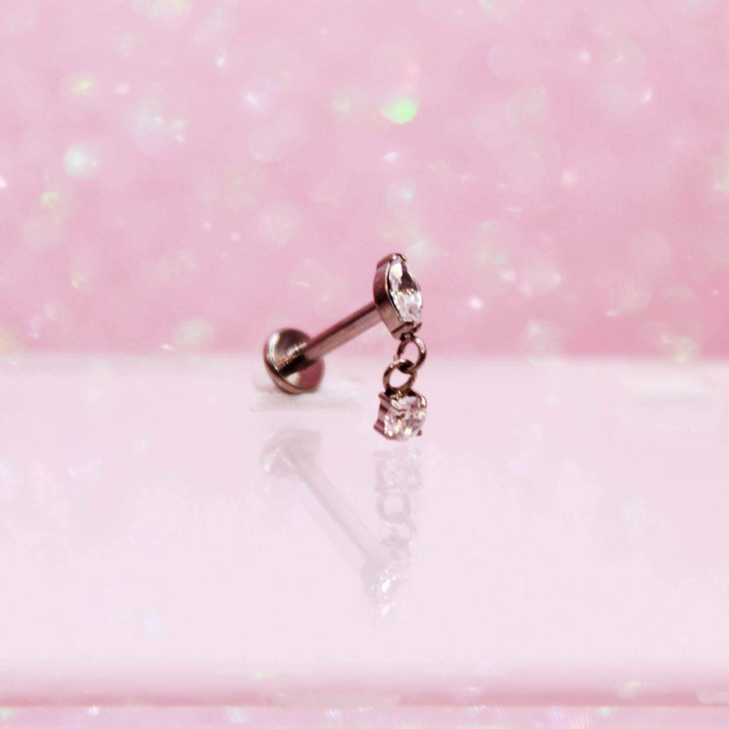 Labret zirconia Rombi con colgante - Titanio