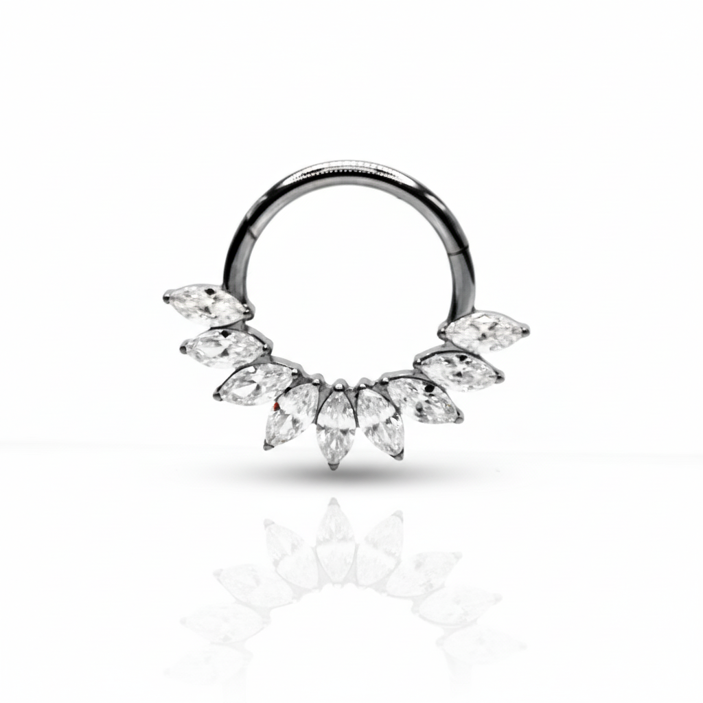 Aro clicker maxi diseño 9 zirconias - Titanio