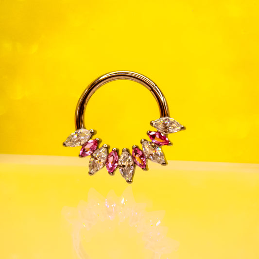 Aro clicker maxi diseño rosa con blanco - Titanio