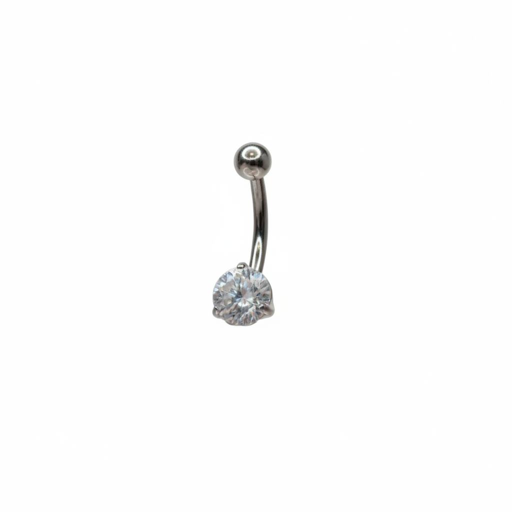 Piercing para ombligo zirconia blanca engarzada - Titanio