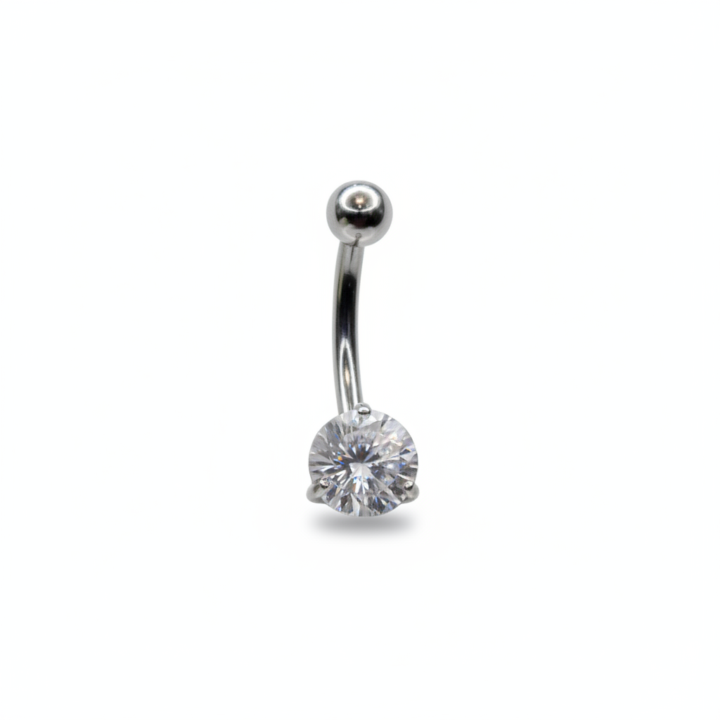 Piercing para ombligo zirconia blanca engarzada - Titanio
